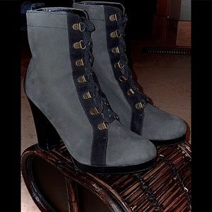 Dark grey, w/black contour, mid-calf, lace up,  4”heel, Colin Stuart Boots 8.5